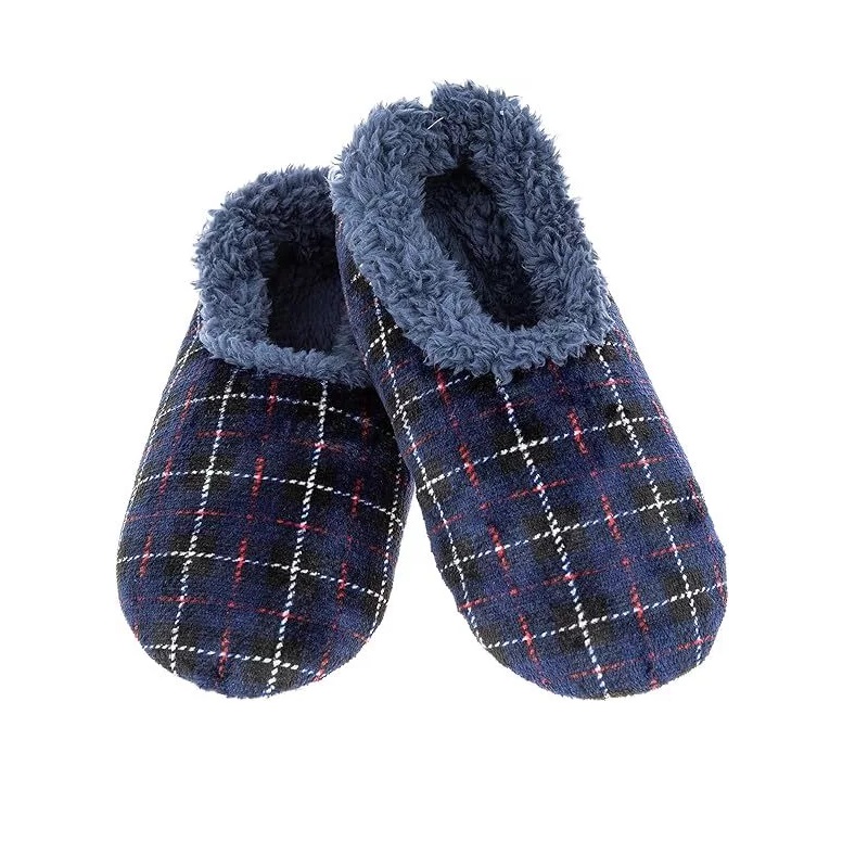 Snoozies! Mens Slipper Socks 'Navy Check'